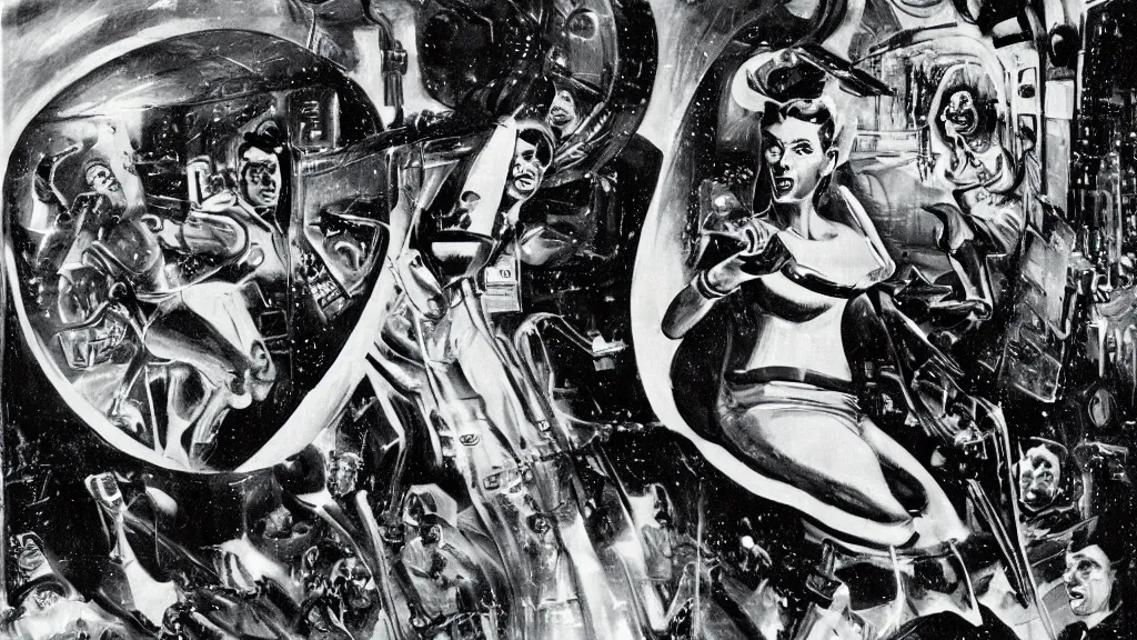 Image similar to intruders from a flying saucer by Ed Emshwiller