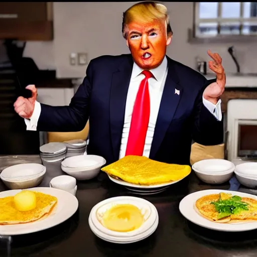 Image similar to Donald Trump on an omelette, food photography