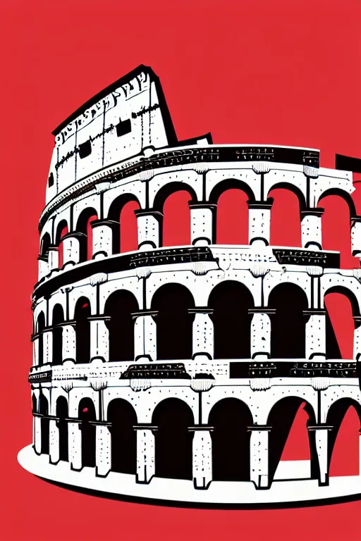 Image similar to minimalist boho style art of colosseum rome, illustration, vector art