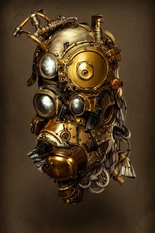 Image similar to steampunk helmet fantasy art mask robot ninja stylized digital illustration sharp focus, elegant intricate digital painting artstation concept art global illumination ray tracing advanced technology chaykin howard and campionpascale and cooke darwyn and davis jack