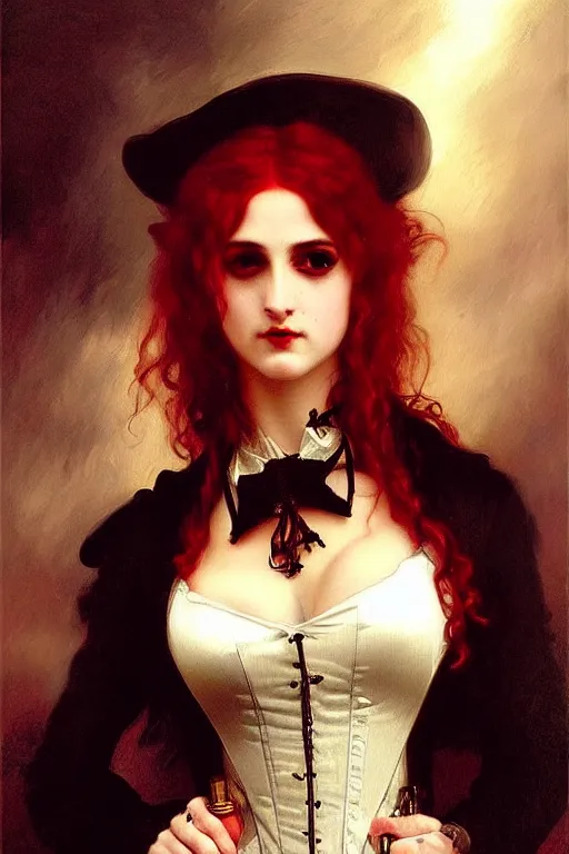 Prompt: steampunk victorian vampire, painting by rossetti bouguereau, detailed art, artstation