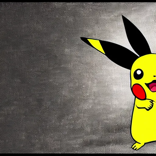 Image similar to pikachu in tim burton cartoon,