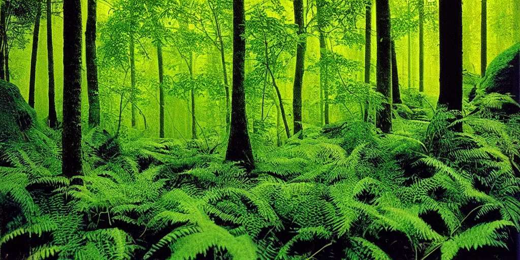 Prompt: shot lush forest details, vibrant, highly detailed, by dieter rams 1 9 9 0, national geographic magazine, reportage photo, natural colors