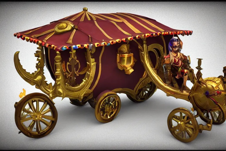 Image similar to 3d sculpt of a gypsy circus wagon, artstaton, League of Legends, digital illustration