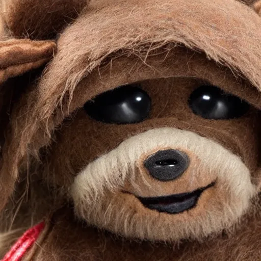 Image similar to ewok as a muppet. highly detailed felt. hyper real photo. 4 k.