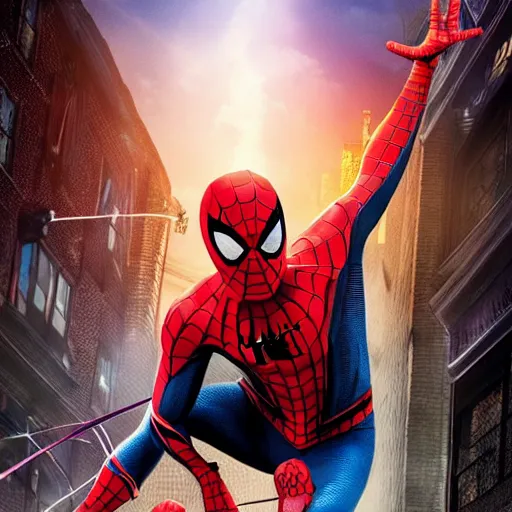 Image similar to epic 8k Spider-Man movie poster hdr amazing lighting