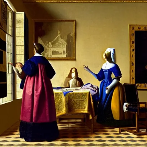 Prompt: royal family during an argument, johannes vermeer, ultra detailed, cinematic, dynamic light