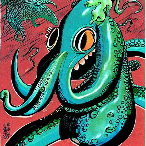 Image similar to Squid Monster by Otomo Katsuhiro, character art