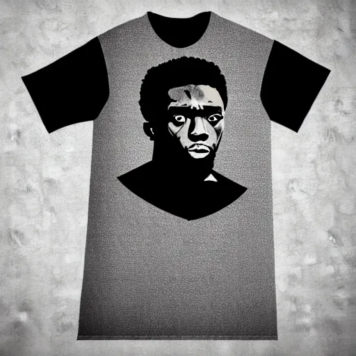 Prompt: a t shirt design of portrait shot of a retro vintage black panther chadwick boseman marvel realistic vector svg