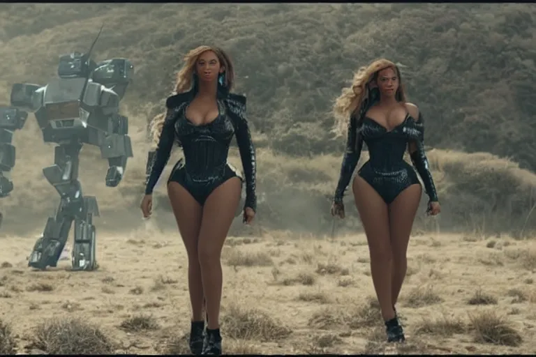 Image similar to VFX movie where Beyoncé is a giant robot