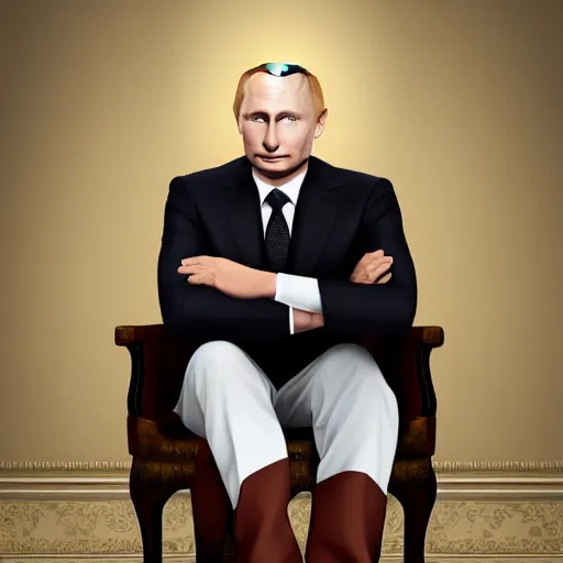Image similar to vladimir putin portrait sitting on a toilet, realistic face, 8 k resolution, highly detailed