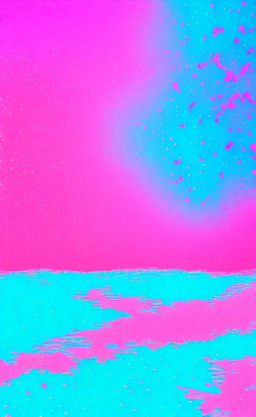 Image similar to neon pink and blue vaporwave world with glittery pools, masterpiece, 4k, digital art