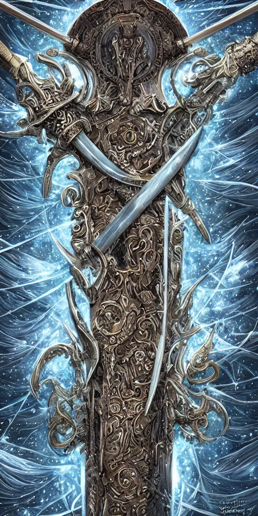 Image similar to a sword made from metal of a dying star, intricate, highly detailed, digital painting, sharp focus, fantasy, magical