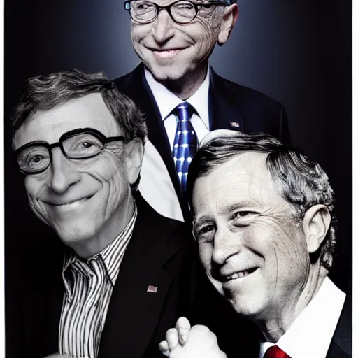 Image similar to hillary clinton, bill gates, george w bush, mario draghi as human lizards, portrait photography by annie leibovitz