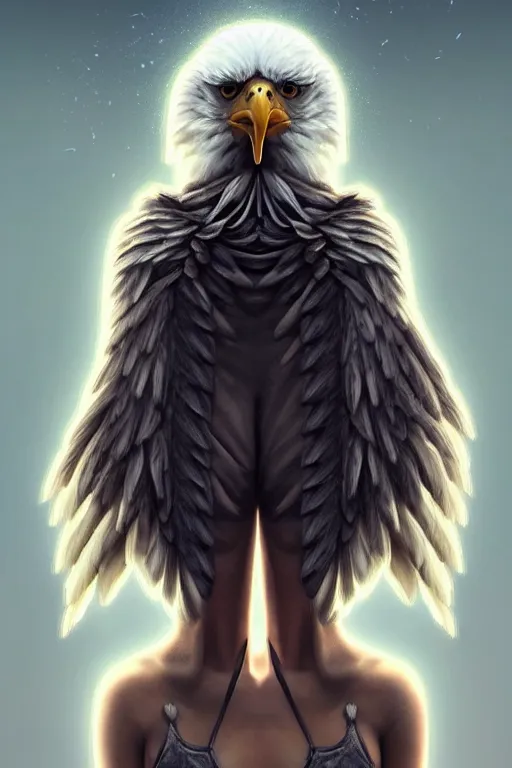 Prompt: epic professional digital art of female human - eagle hybrid animal, wearing human air force jumpsuit, humanoid feathered head, eagle beak, by lisa roet, reyna rochin, ignacio fernandez rios, leesha hannigan, wayne haag, artstation, cgsocietywlop, epic, much wow, much detail