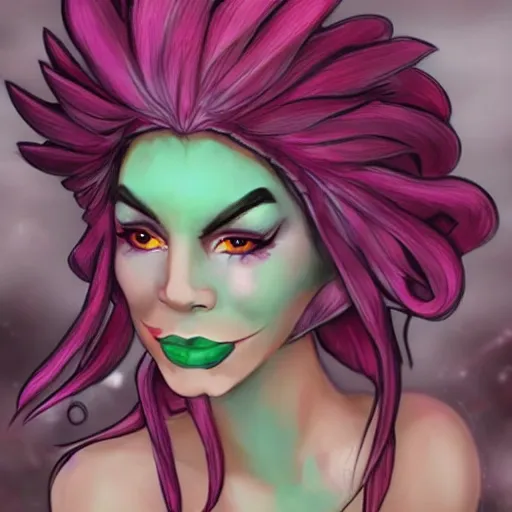 Image similar to extremely beautiful female grung with makeup, d & d