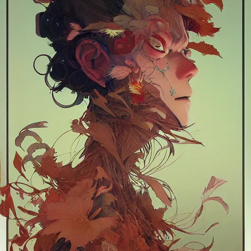 Image similar to prompt : folklore portrait soft light painted by james jean and katsuhiro otomo and erik jones, inspired by evangeleon anime, smooth face feature, intricate oil painting, high detail illustration, sharp high detail, manga and anime 1 9 9 0