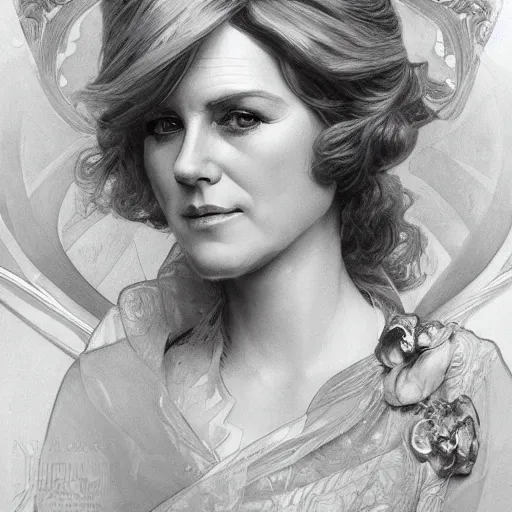 Image similar to amazing lifelike award winning pencil illustration of camilla Parker-Bowles trending on art station artgerm Greg rutkowski alphonse mucha j.c. Leyendecker cinematic