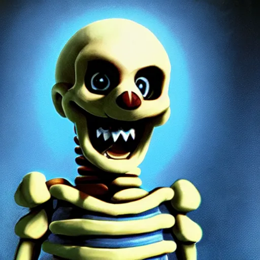 Image similar to A skeleton in the game Super Mario 64, hyperrealism