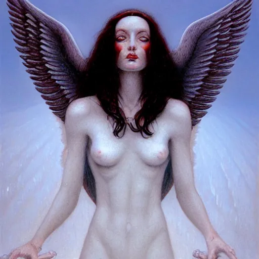 Prompt: portrait of a frost angel, by gerald brom.