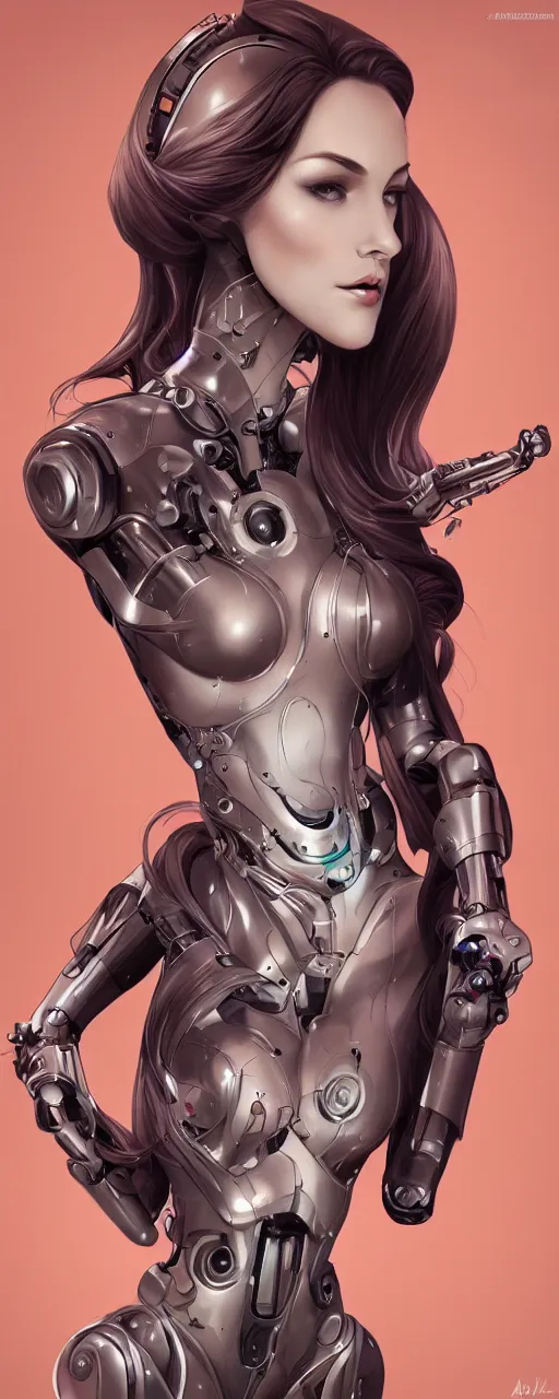 Image similar to beauty art nouveau woman, robotic, trending on artstation, by Artgerm