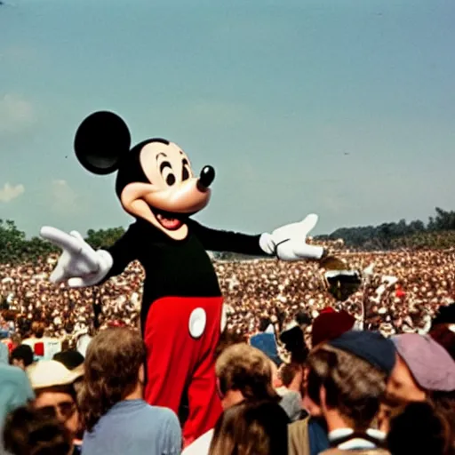 Image similar to mickey mouse performing at woodstock