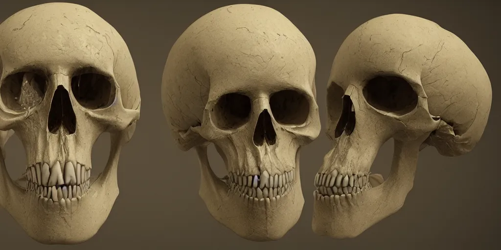 Image similar to photorealistic strange sculpture made of white bird skulls. occult photorealism, uhd, amazing depth, glowing, golden ratio, 3 d octane cycle unreal engine 5, volumetric lighting, cinematic lighting, cgstation artstation concept art