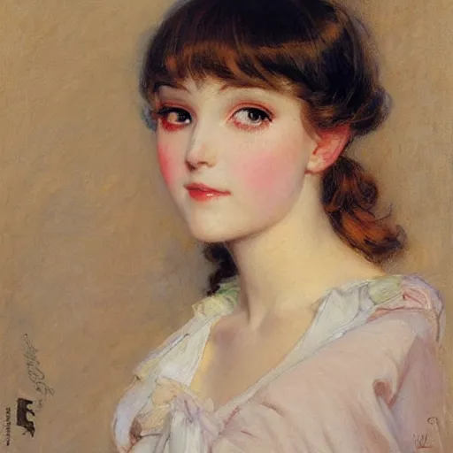 Image similar to a detailed portrait of a cute anime girl, painting by gaston bussiere, charles sillem lidderdale, j. c. leyendecker