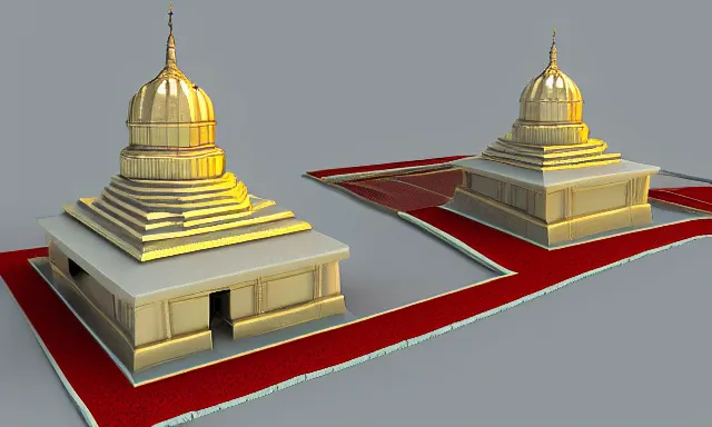 Prompt: 3d lowpoly hindu temple mosque interior, quake level