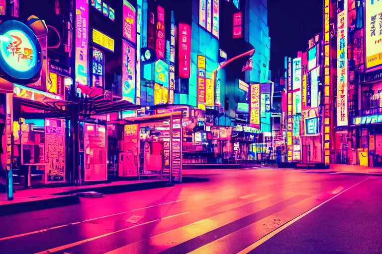 Image similar to neon tokyo street futuristic aesthetic, wallpaper, unsplash, colorful, style of aenami alena,