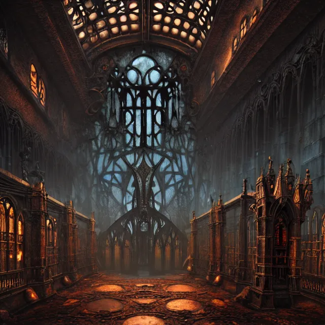 Image similar to steam necropolis, memento mori, gothic, neo - gothic, art nouveau, hyperdetailed copper patina medieval icon, stefan morrell, philippe druillet, ralph mcquarrie, concept art, steampunk, unreal engine, detailed intricate environment, octane render, moody atmospherics, volumetric lighting, ultrasharp, ominous, otherworldly