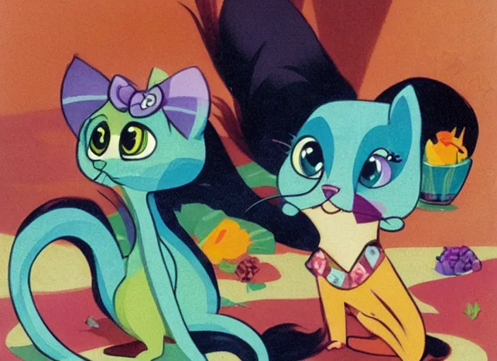 Prompt: littlest pet shop cat illustration by harold von schmidt