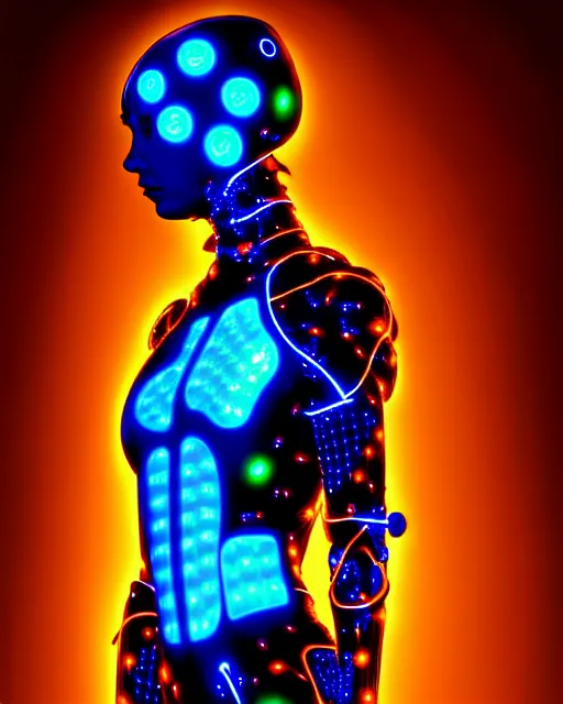 Image similar to human cybersuit goddess, bio-mechanical bio-luminescence, neurons, nerve cells, cinematic, rim light, hyper realism, high detail, masterpiece, high fashion