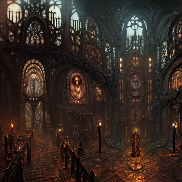 Image similar to steam necropolis, memento mori, gothic, neo - gothic, art nouveau, hyperdetailed copper patina medieval icon, stefan morrell, philippe druillet, ralph mcquarrie, concept art, steampunk, unreal engine, detailed intricate environment, octane render, moody atmospherics, volumetric lighting, ultrasharp, ominous, otherworldly