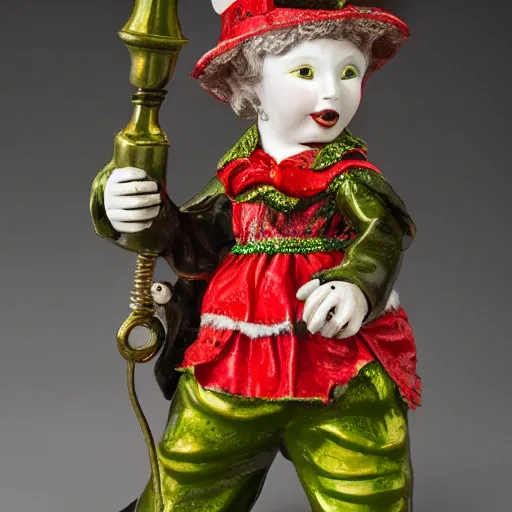 Image similar to Margaret Le Van Alley Cat fashion statuette, character Lushus, wearing festive clothing, full body render, museum quality photo