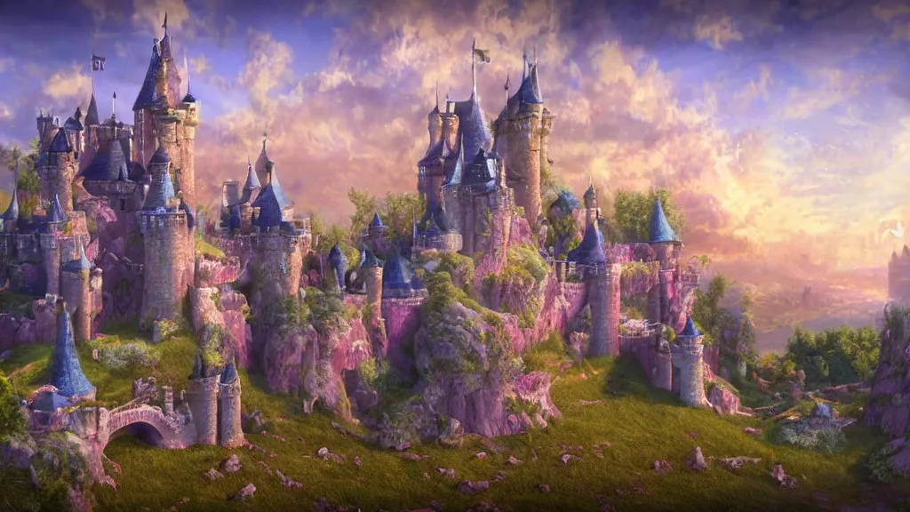 Image similar to fantasy castle, pastel artwork, very very very beautiful scenery, hd, hdr, ue5, ue6, unreal engine 5, cinematic 4k wallpaper, 8k, ultra detailed, high resolution, artstation, award winning