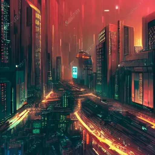 Prompt: a hyperrealistic cyberpunk city at night, extreme wide shot