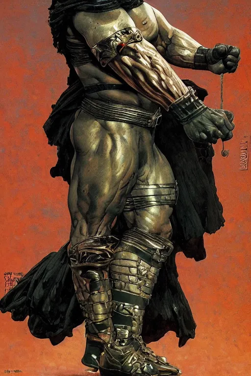 Image similar to full body portrait of jocko willink as huge warrior wearing a pants and a cape in the style of marvel's jack kirby, dynamic action, by lawrence alma tadema and zdzislaw beksinski and norman rockwell and tom lovell and greg staples and john william waterhouse