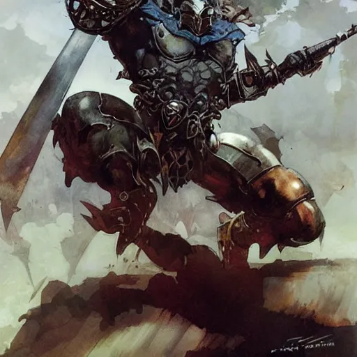 Image similar to warrior by peter andrew jones and akihiko yoshida, rule of thirds, seductive look, beautiful