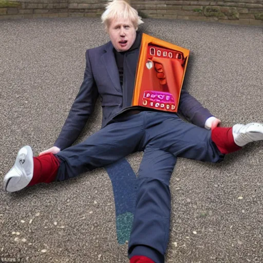 Image similar to Then i found myself in a game of Tetris Pieces landing on top of me I tried to escape, but i couldn't move Boris Johnson was watching me