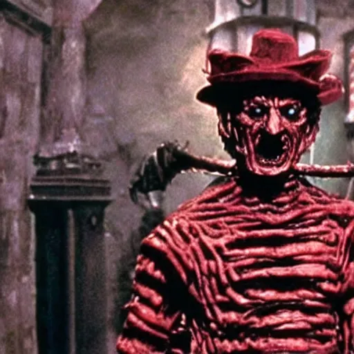 Image similar to film still of Freddy Krueger as Cerberus in Harry Potter the Sorcerer's Stone