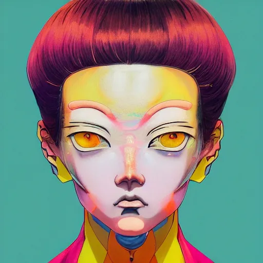 Prompt: prompt : pink and orange and yellow portrait soft light painted by james jean and katsuhiro otomo and erik jones, inspired by evangeleon anime, smooth face feature, intricate oil painting, high detail illustration, sharp high detail, manga and anime 1 9 9 9