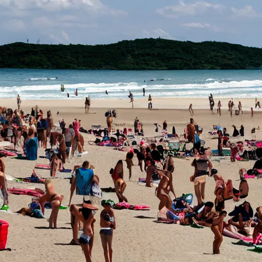 Prompt: people on a beach