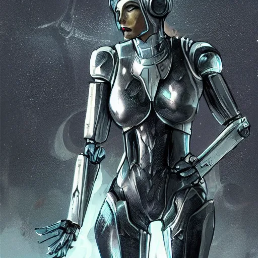 Image similar to valkyrie, robot, beautiful, science fiction, d & d, concept art, sharp focus, illustration, character art,