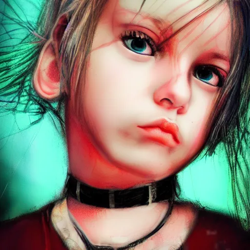 Prompt: punk little girl, profile picture, grunge fashion, highly detailed, reflection, 8 k, realistic artwork, hd, inspired by caroline,