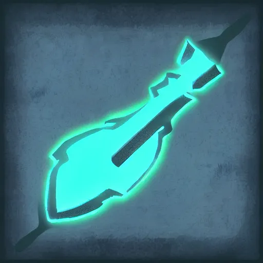 Image similar to a glowing , double headed axe as RPG game icon art