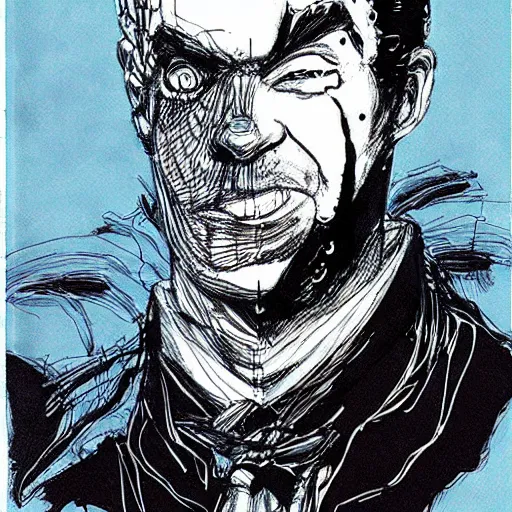 Image similar to Fred Rodgers looking sinister, by Tsutomu Nihei, highly detailed