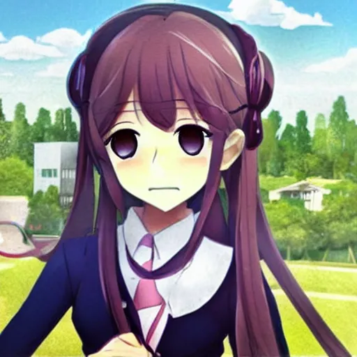 Image similar to DDLC, Monika