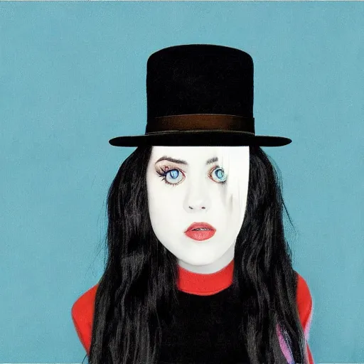 Image similar to billie eillish in the style of René magritte