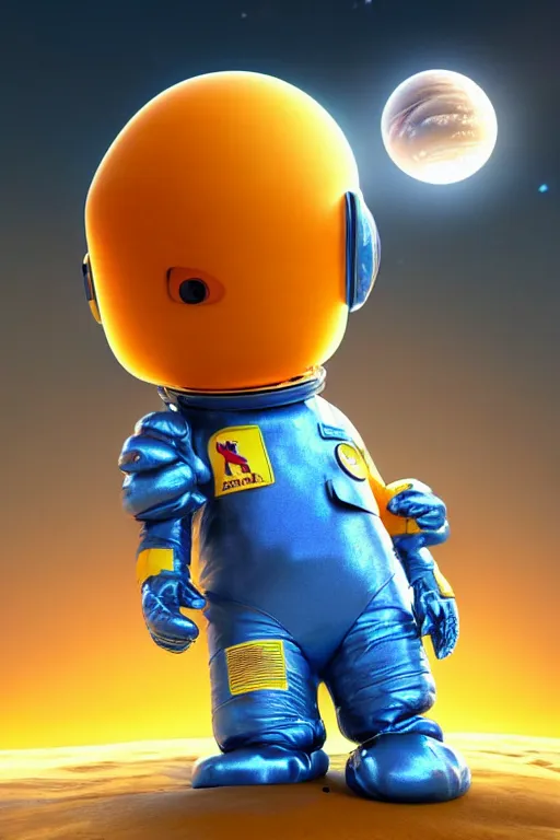 Image similar to a lonely chicken wearing a space suit without helmet in a alien planet, profile picture, digital art, concept art, trending on DeviantArt, highly detailed, high quality, 4K, cartoon, high coherence, path traced, blue sky in the background, octane render, digital painting, no helmet, masterpiece, anatomically correct, hyperrealistic